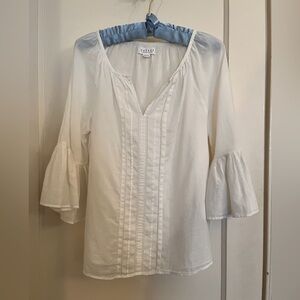 Velvet by Graham & Spencer Ivory Peasant Blouse with Trumpet Sleeves